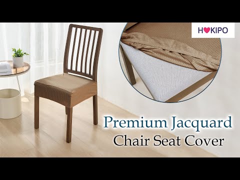 Premium Jacquard Dining Chair Seat Cushion Cover, Dark Grey