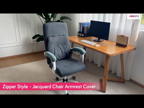 170gsm Jacquard Armrest Covers for Office Chair (Zipper Style), 1 Pair, Dark Grey