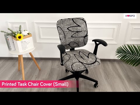Printed Office Chair Cover for Task Chair – 140 GSM Stretchable Fabric – Washable & Anti-Slip – Fits Small Office Chairs Without Headrest, Snow White Black Geometry