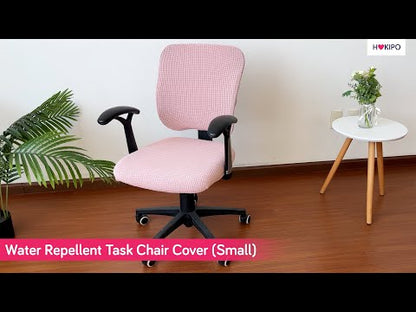 Water Repellent Office Chair Cover for Task Chair – 210 GSM Stretchable Jacquard – Washable & Anti-Slip – Fits Small Office Chairs Without Headrest, Burgundy