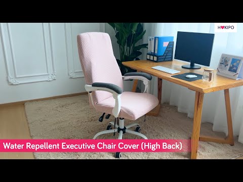 Water Repellent Office Chair Cover for Executive Chair (High-Back) – 210 GSM Stretchable Jacquard – Washable & Anti-Slip – Fits Big & Tall Office Chairs, Camel