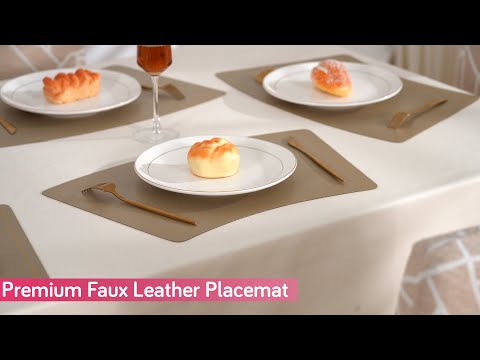 Premium Faux Leather Dining Table Mats, Black