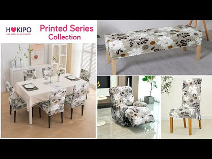 PolySpandex 140gsm Dining Chair Cover Set of 1/2/4/6, Feather Brown Floral