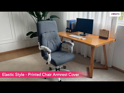 140gsm Printed Armrest Covers for Office Chair (Elastic Style), 1 Pair, Wine Abstract Geometry