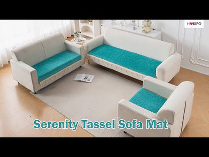 Serenity Tassel Chenille Sofa Cover with Tassel – Crimson Ruby