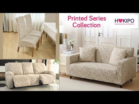 PolySpandex 140gsm Dining Chair Cover Set of 1/2/4/6, Beige Abstract Geometry