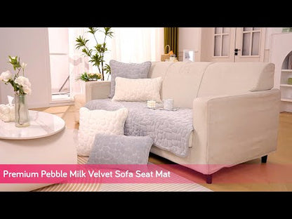 Premium Pebble Milk Velvet Anti Slip Sofa Mat for 1/2/3 Seater, Fog Blue