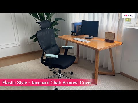 170gsm Jacquard Armrest Covers for Office Chair (Elastic Style), 1 Pair, Navy Blue