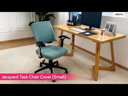 Office Chair Cover for Task Chair – 170 GSM Stretchable Jacquard – Washable & Anti-Slip – Fits Small Office Chairs Without Headrest, Navy Blue