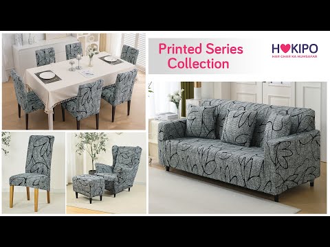 PolySpandex 140gsm Dining Chair Cover Set of 1/2/4/6, Intense Grey Abstract Floral