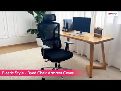 140gsm Armrest Covers for Office Chair (Elastic Style), 1 Pair, Smoke Grey
