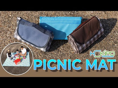 HOKIPO Foldable Waterproof and Sandproof Picnic Mat Blanket, Checks Brown