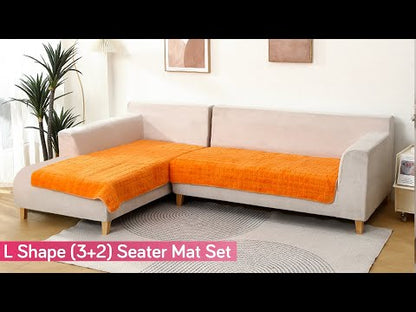 Luxury Plush Sofa Mat for 3 Seater and 2 Seater Sofa (L Shape), Orange