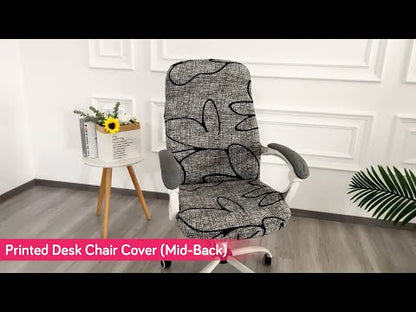 Printed Office Chair Cover for Desk Chair (Mid-Back) – 140 GSM Stretch Fabric – Washable & Anti-Slip – Fits Mid-Back Office Chairs, Multicolor Abstract Geometry - Medium