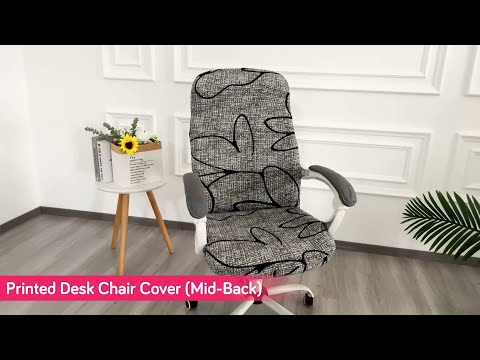Printed Office Chair Cover for Desk Chair (Mid-Back) – 140 GSM Stretch Fabric – Washable, Durable & Anti-Slip – Fits Mid-Back Office Chairs, Beige Abstract Geometry - Medium