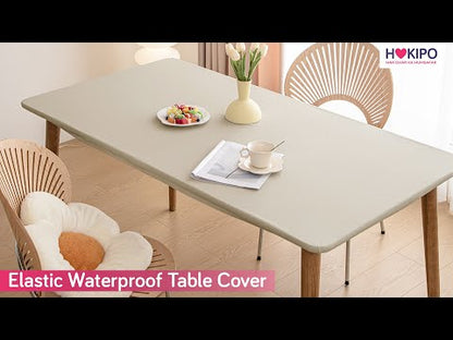 HOKIPO 100% Waterproof Non-Slip Stretch Table Cover, Black