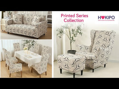 HOKIPO Water Repellent & Waterproof Sofa Armrest Covers with Pockets (Set of 2) - Natural Beige Abstract Art