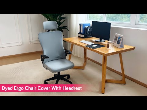 Office Chair Cover with Headrest (High-Back) – 140 GSM Stretch Fabric – Washable, Anti-Slip Fit for Ergonomic Mesh Office Chairs, Sky Blue
