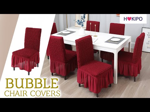 Elastic Stretchable 280 GSM Bubble Dining Chair Cover with Frill, Navy Blue
