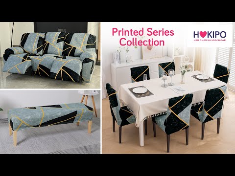 Elastic Stretchable Printed 140gsm Fully Covered Recliner Sofa Cover, Multicolor Abstract Geometry