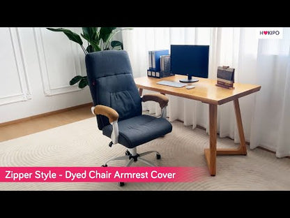 140gsm Armrest Covers for Office Chair (Zipper Style), 1 Pair, Navy Blue