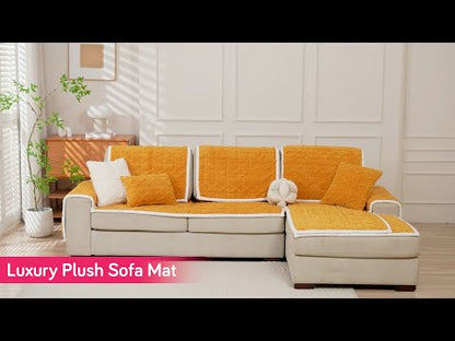 'Italian Caelora' Luxury Jacquard Plush Anti-Slip Sofa Cover Mat - Misty Rose