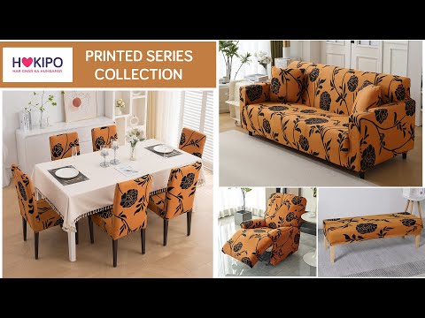 Elastic Stretchable Printed 140gsm Fully Covered Recliner Sofa Cover, Copper Brown Floral
