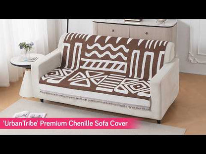 Urban Tribe Premium Chenille Fabric Sofa Cover, Chocolate Brown