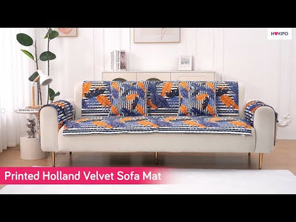 LiefNest Holland Velvet Sofa Cover Mat with Foam Filling - Paisley Multicolor