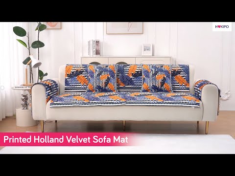 LiefNest Holland Velvet Sofa Cover Mat with Foam Filling - Geometric Hexagon Cider