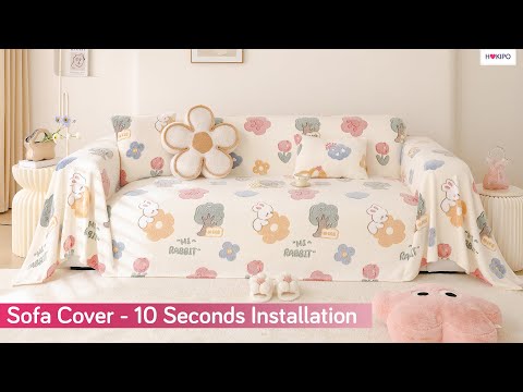 Soft and Cozy Fully Covered Velvet Plush Sofa Throw for 1/2/3-Seater, Bunny Rabbit