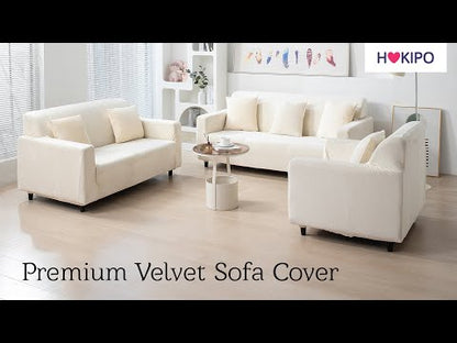 Elastic Stretchable Premium Velvet Sofa Cover, Brown