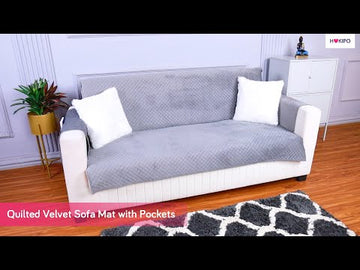 1, 2, 3, 4, 5 seater dififerent colour quilted velvet sofa cover sets with side pocket and anti slip elastic straps