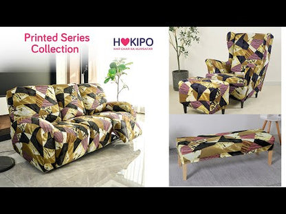 PolySpandex 140gsm Dining Chair Cover Set of 1/2/4/6, Wine Abstract Geometry