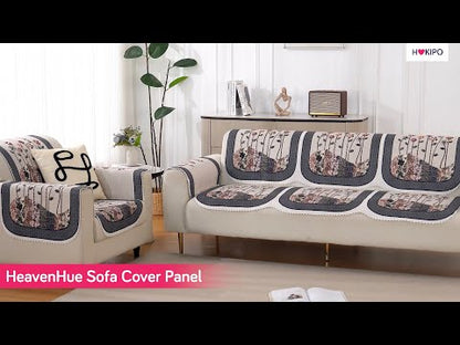 HeavenHue Fleece Soft Touch Quilted Sofa Cover Set – Washable Sofa Panel for Seat & Back - Autumn Whisper