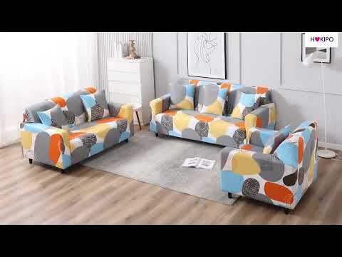 Elastic Stretchable Printed Sofa Cover, Seaweed Geometric Abstract
