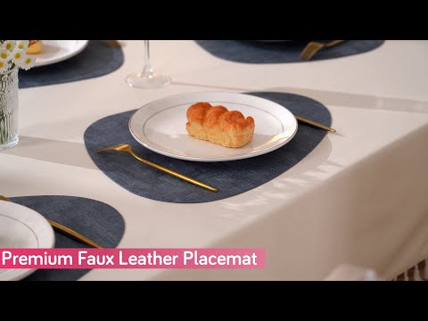 Premium Faux Leather Dining Table Mats, Anchor Grey