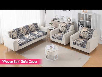 Woven Edit Chenille Jacquard Reversible 5-Seater Sofa Cover (3+1+1), Rustic Floral