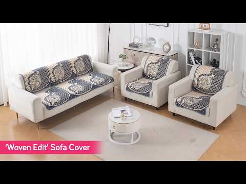Woven Edit Chenille Jacquard Reversible 5-Seater Sofa Cover (3+1+1), Royal Rhythm