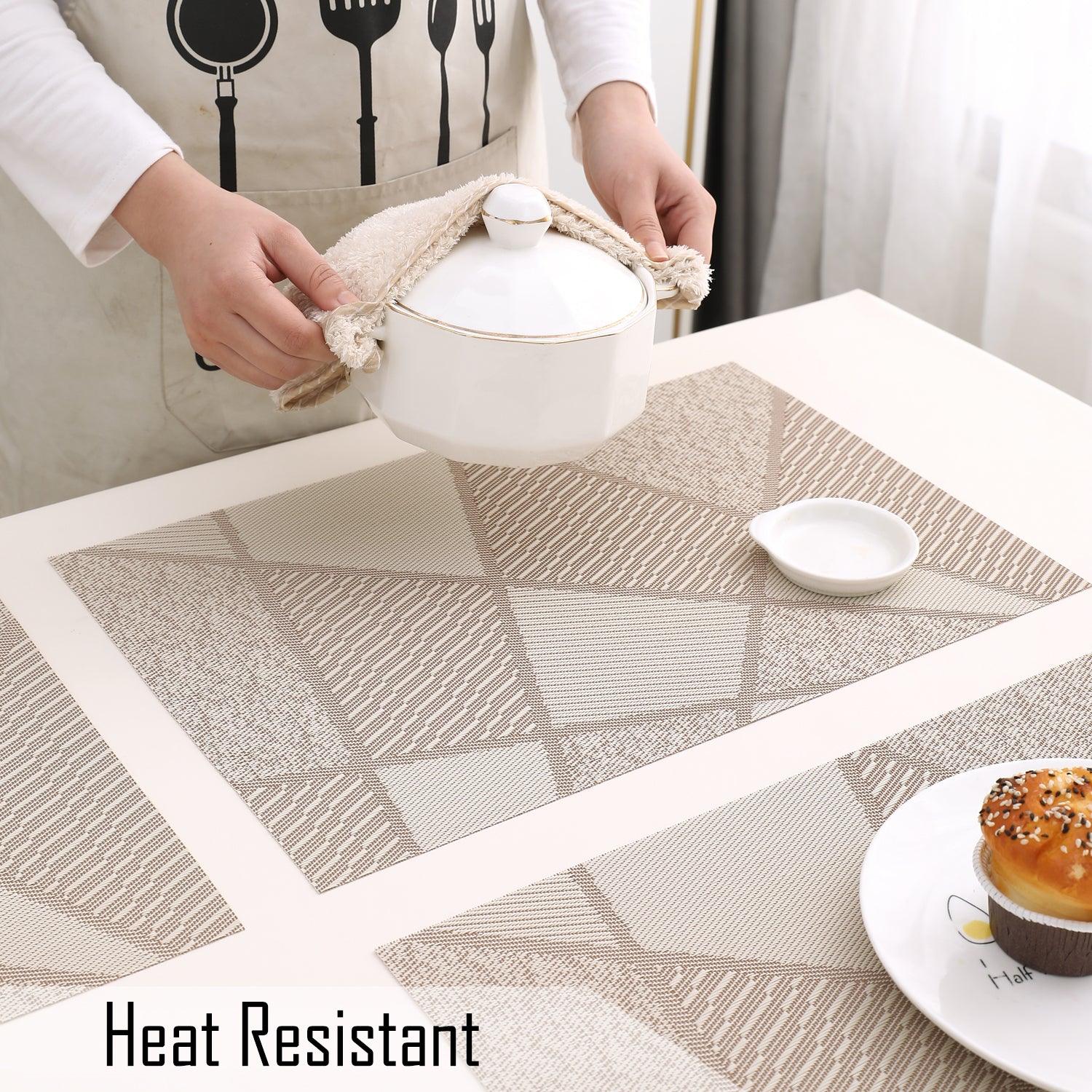 PVC Dining Table Mats, Abstract Beige - HOKIPO | Har Ghar ka Humsafar