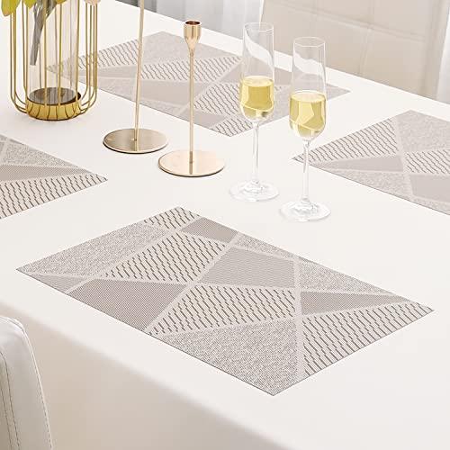 PVC Dining Table Mats, Abstract Beige - HOKIPO | Har Ghar ka Humsafar