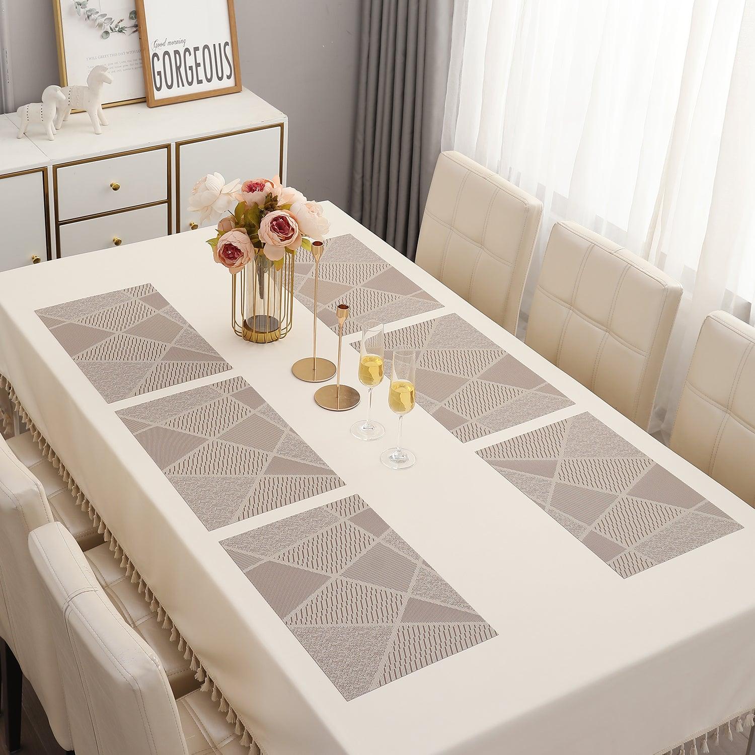 PVC Dining Table Mats, Abstract Beige - HOKIPO | Har Ghar ka Humsafar