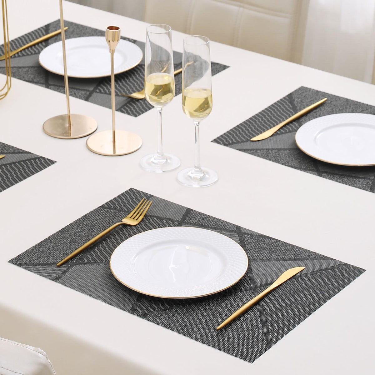 PVC Dining Table Mats, Abstract Black - HOKIPO | Har Ghar ka Humsafar