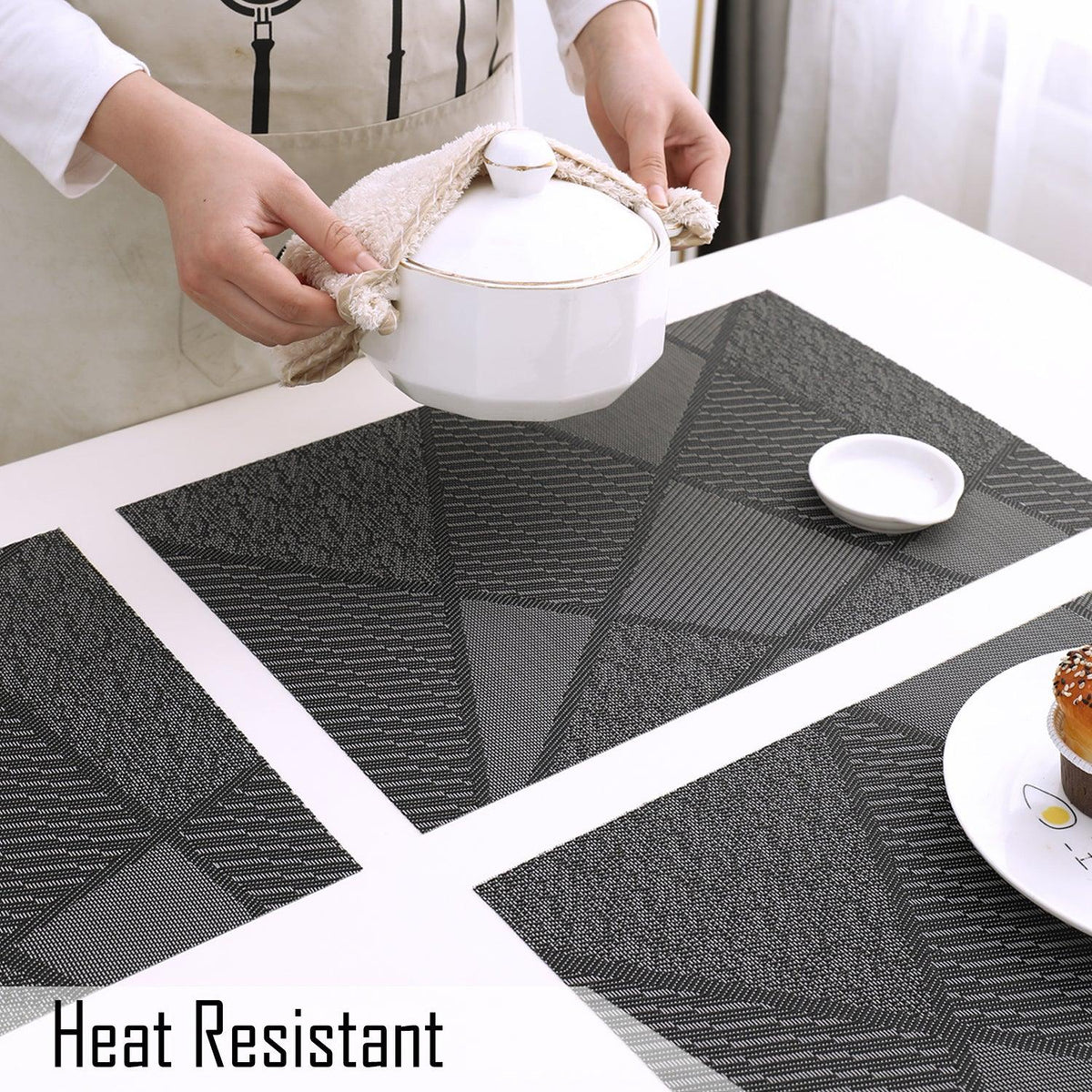 PVC Dining Table Mats, Abstract Black - HOKIPO | Har Ghar ka Humsafar