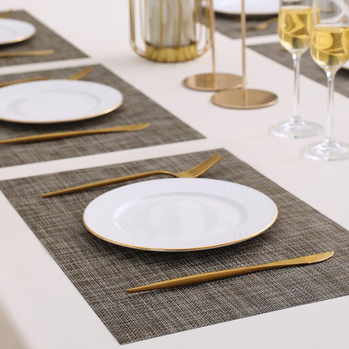 PVC Dining Table Mats, Ash Grey - HOKIPO | Har Ghar ka Humsafar