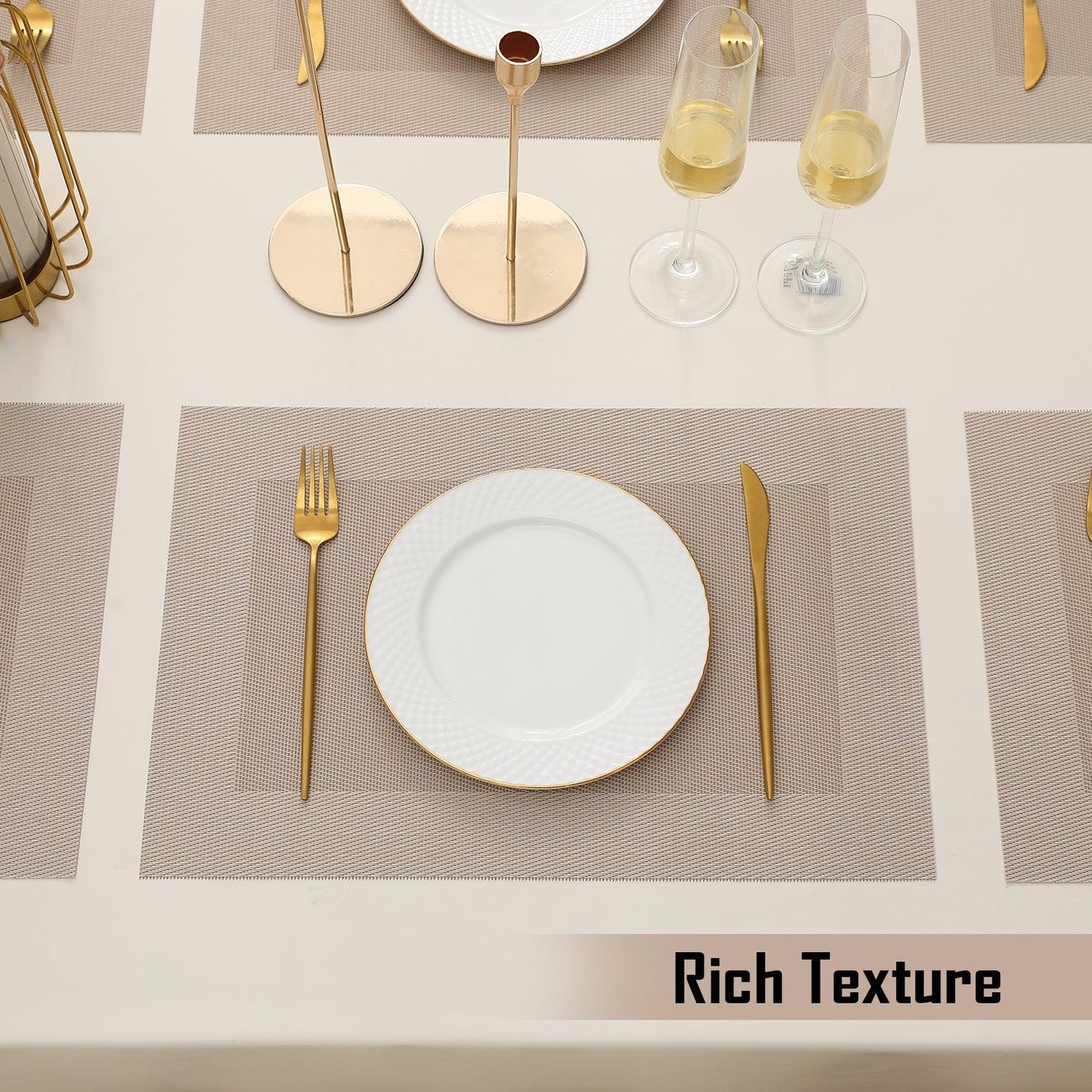 PVC Dining Table Mats, Beige - HOKIPO | Har Ghar ka Humsafar