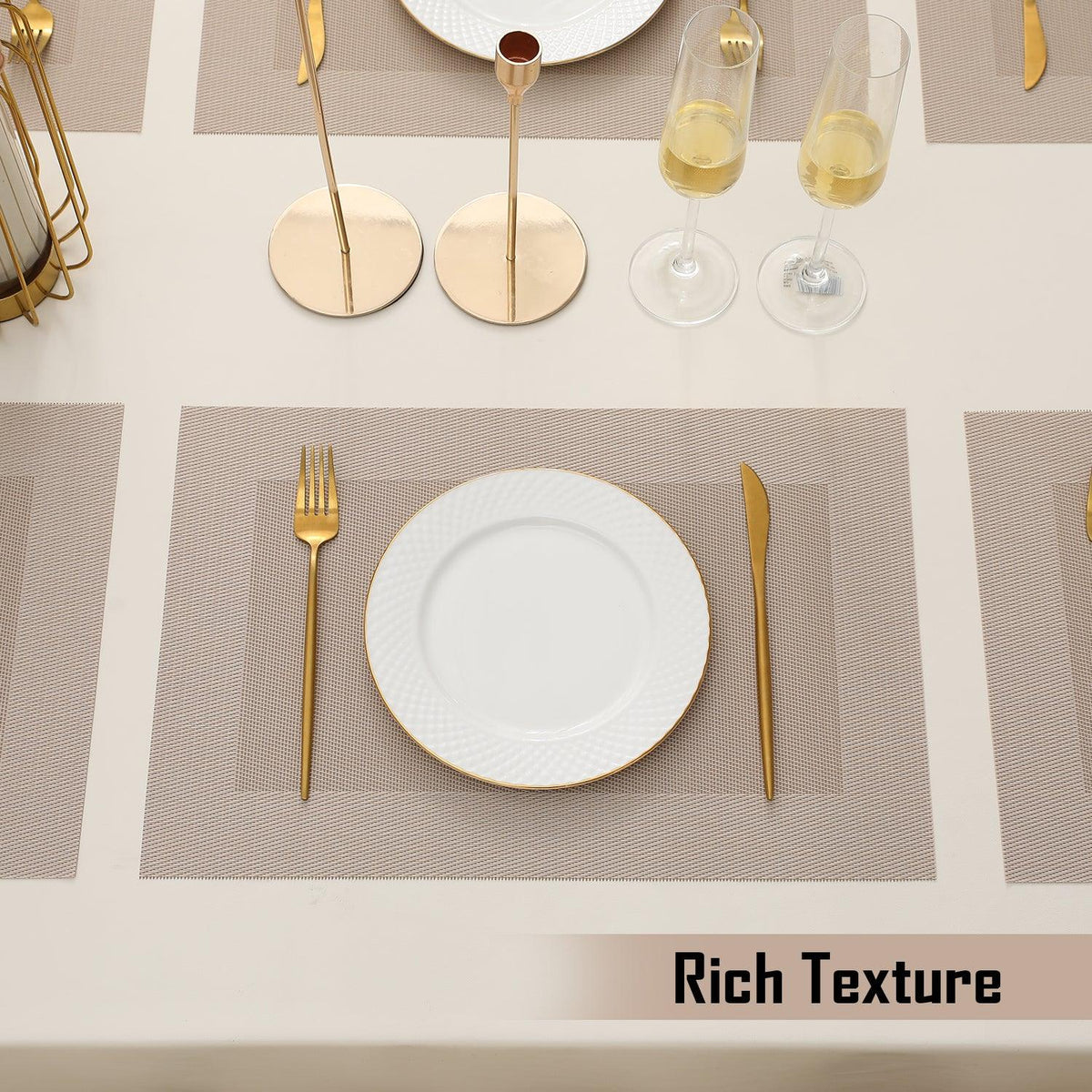 PVC Dining Table Mats, Beige - HOKIPO | Har Ghar ka Humsafar