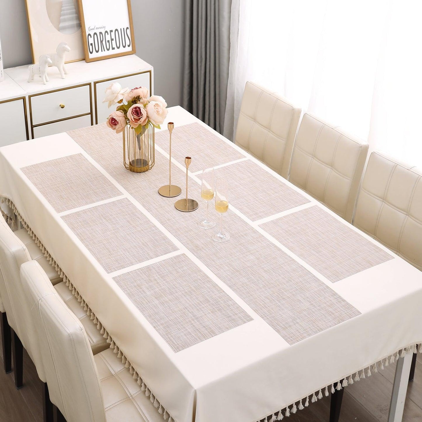 PVC Dining Table Mats, Beige - HOKIPO | Har Ghar ka Humsafar