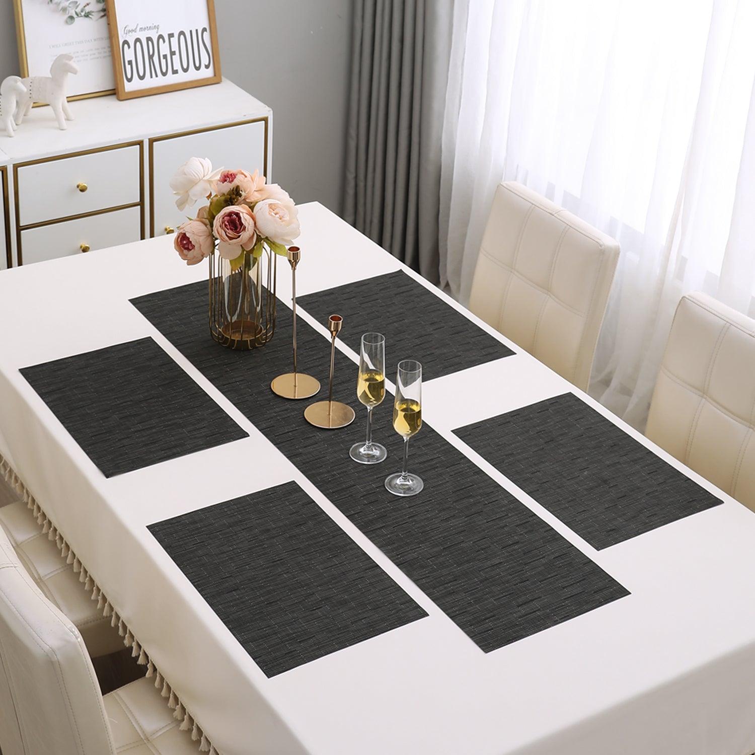 PVC Dining Table Mats, Black - HOKIPO | Har Ghar ka Humsafar