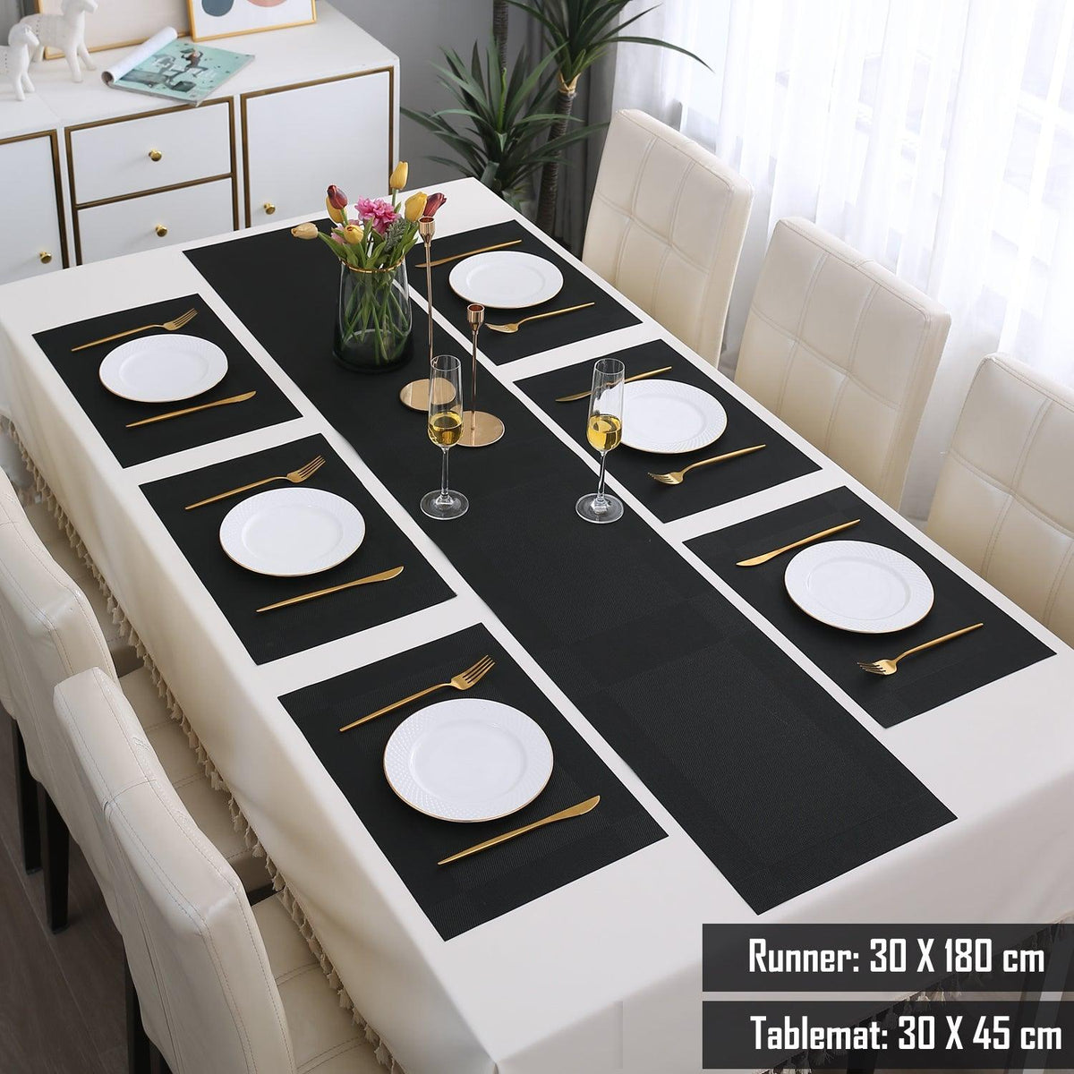 PVC Dining Table Mats, Black - HOKIPO | Har Ghar ka Humsafar
